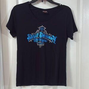 Harley-Davidson Black T-Shirt with Blue Logo
